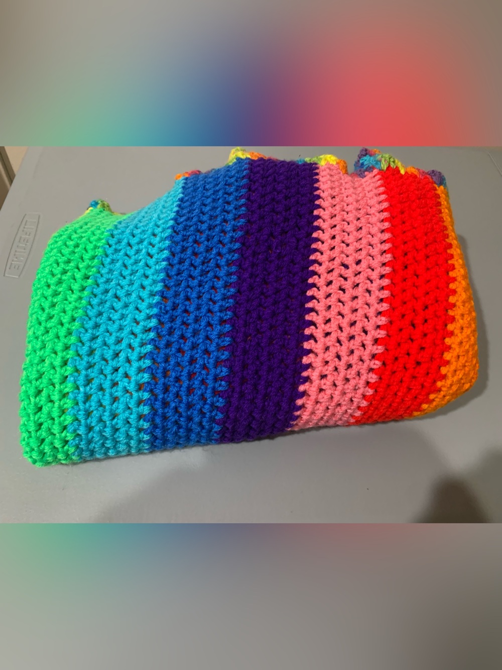 Bright Rainbow Crochet Kids Tote Bag - Multicolor